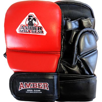 MMA Safety Training Gloves, Premium Leather, Shock Absorbing Foam, Adjustable Hook & Loop Closure, Durable & Comfortable for Sparring, Bag Work & MMA Workouts, Red, Large