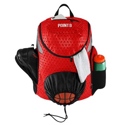 Point 3 Road Trip 2.0 Backpack Basketball Backpack with Drawstrong Closure | Ventilated Mesh Shoe Pocket Compartment | Red