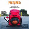 Point 3 Road Trip 2.0 Backpack Basketball Backpack with Drawstrong Closure | Ventilated Mesh Shoe Pocket Compartment | Red view 4