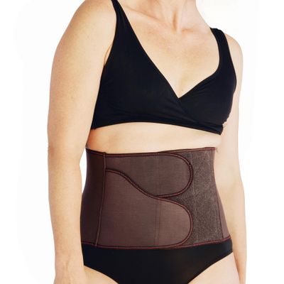 Belly Bandit BFF Postpartum Belly Wrap - Adjustable Abdominal Wrap for Post Pregnancy Recovery - Corset-Inspired Design for Waist, Core, & Back Support for C-Section or Natural Birth - Large, Brown