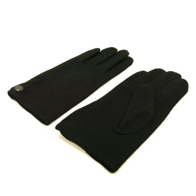 Classic Men's Solid Black Wool Gloves, M/L
