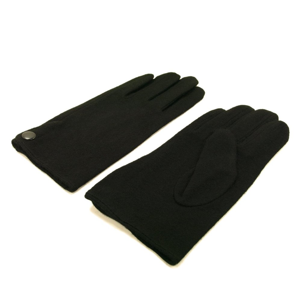 Classic Men's Solid Black Wool Gloves, M/L