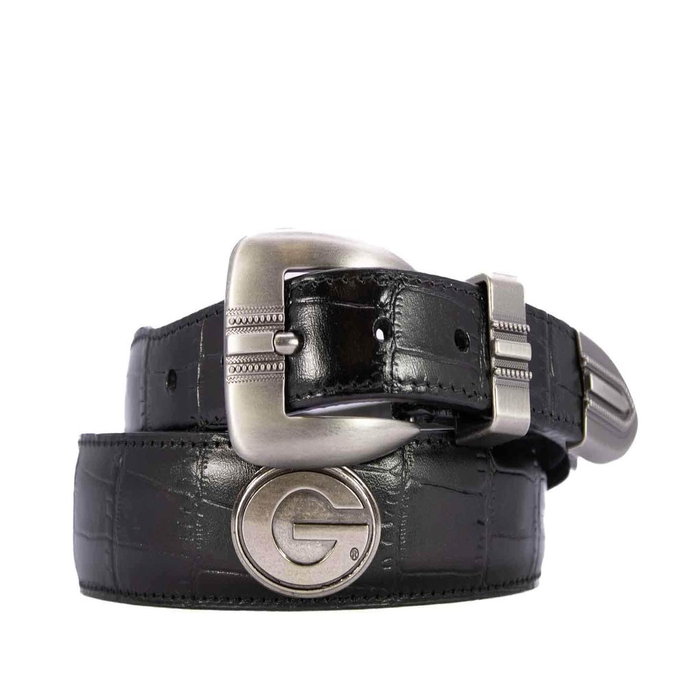 ZEP-PRO Georgia Bulldogs Men's Dressy Leather Belt, Croc-Black, 32