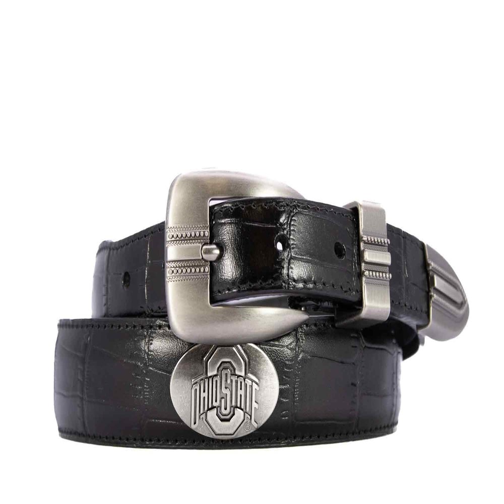 ZEP-PRO Ohio State Buckeyes Men's Dressy Leather Belt, Croc-Black, 38