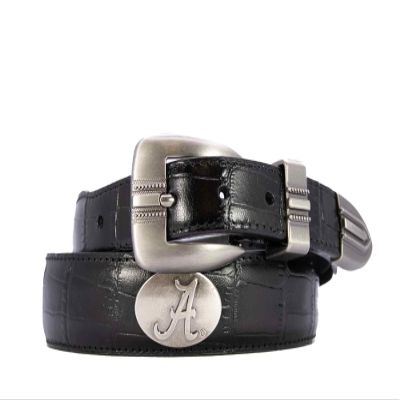 ZEP-PRO Alabama Crimson Tide Men's Dressy Leather Belt, Croc-Tan, 34