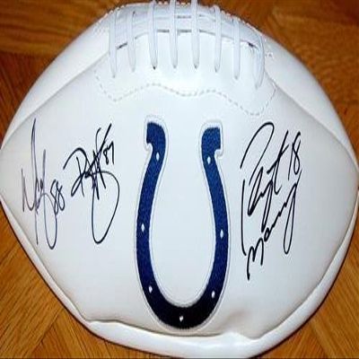 Peyton Manning, Marvin Harrison & Reggie Wayne Autographed Football - Logo Football - Autographed Footballs