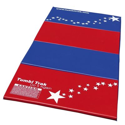 Tumbl Trak Red and Royal Blue Stars and Stripes Designer Tumbling Mat, 5' x 10' x 2