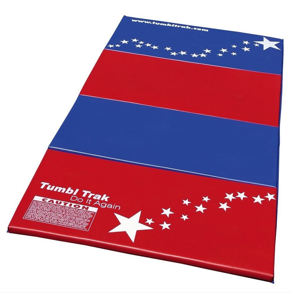 Tumbl Trak Red and Royal Blue Stars and Stripes Designer Tumbling Mat, 5' x 10' x 2