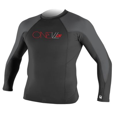 O'Neill UV Sun Protection Men's Superlite Long Sleeve Crew Rashguard, Black/Smoke/Black, Medium