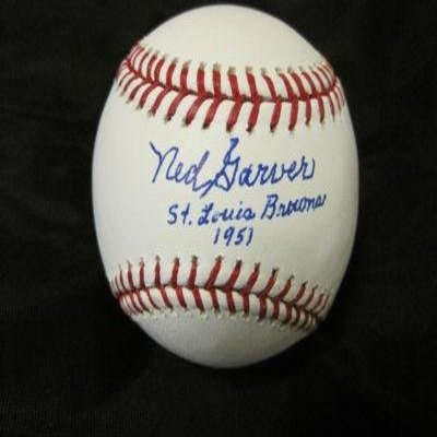 Ned Garver Autographed Baseball - 1951 Official Major League W coa - Autographed Baseballs