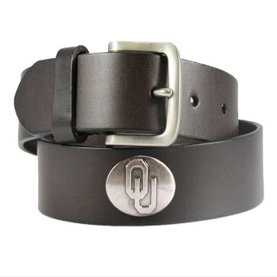 ZEP-PRO NCAA Oklahoma Sooners Brown Leather Concho Belt, 34