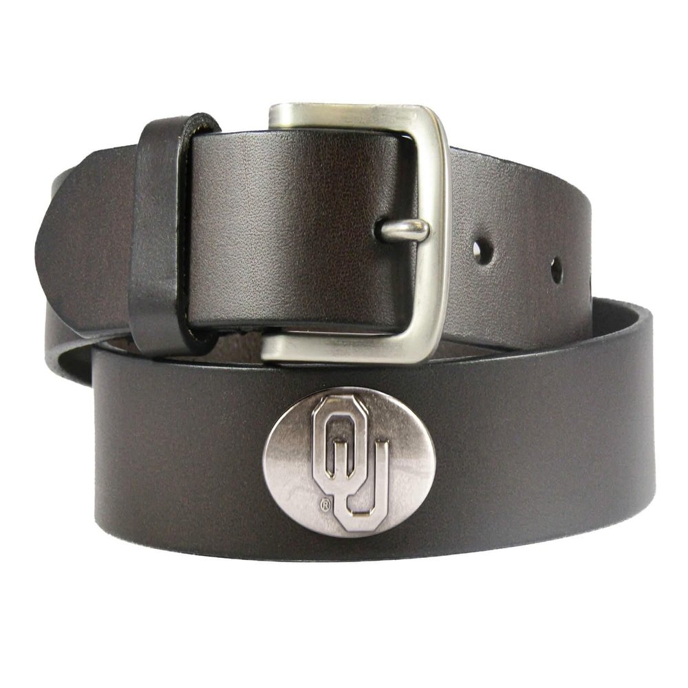 ZEP-PRO NCAA Oklahoma Sooners Brown Leather Concho Belt, 34
