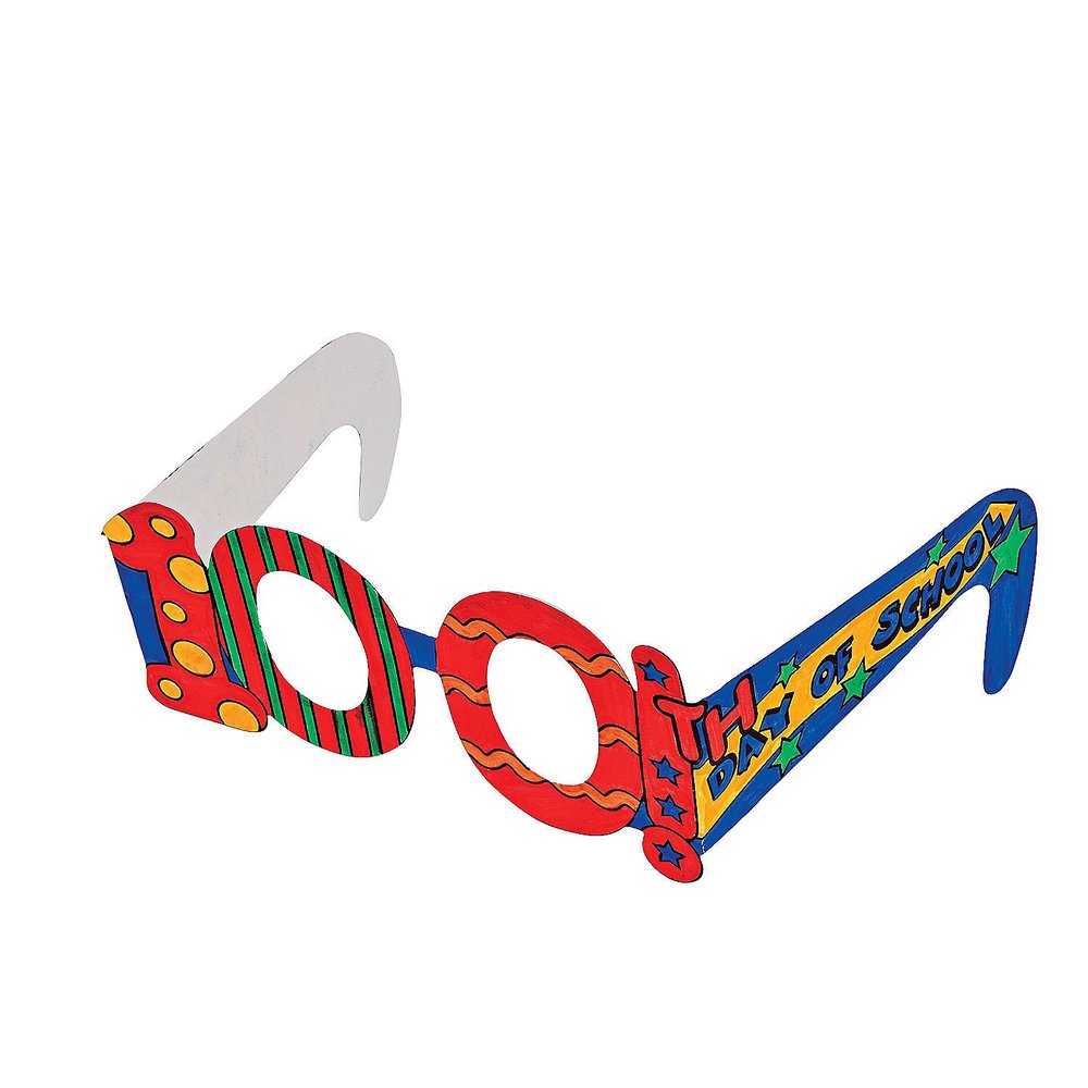 Fun Express Cyo 100Th Day Glasses Craft Kit - 12 Pieces - Educational and Learning Activities for Kids
