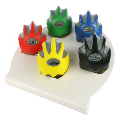 CanDo Digi-Squeeze Hand Exerciser, Large, Set of 5 Pieces (Yellow, Red, Green, Blue, Black), with Rack