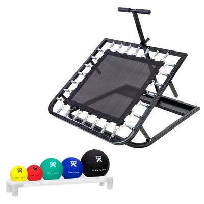 CanDo Rectangular Adjustable Ball Rebounder with Horizontal Rack, 5 Balls - for Physical Therapy, Upper Body Exercise, Coordination, and Sports Training