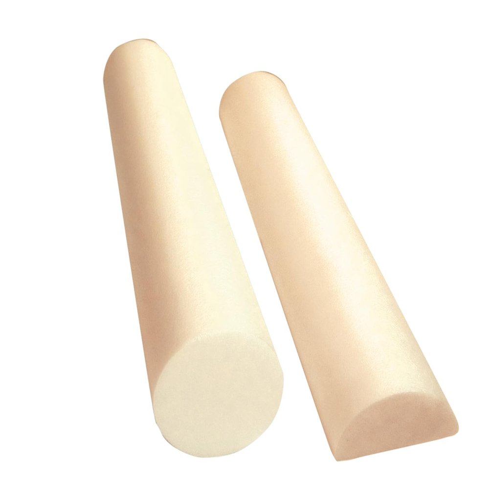 CanDo Beige PE Foam Rollers for Muscle Restoration, Massage Therapy, Sport Recovery and Physical Therapy 6" x 12" Round