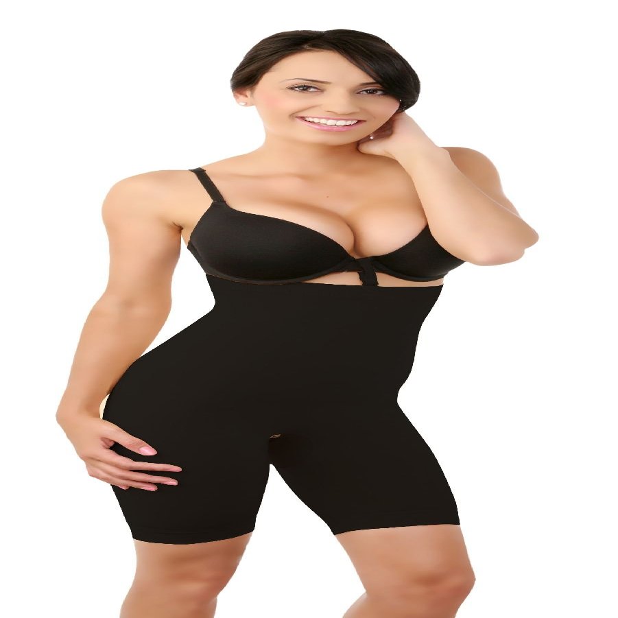 Fullness Valencia Seamless Shapewear Waist Cincher Thigh Trimmer, S/M, Black