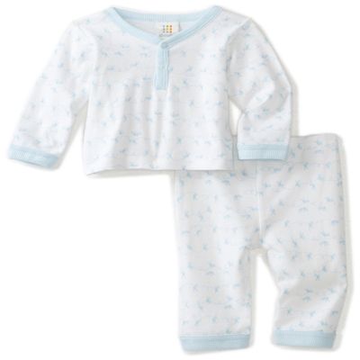 Absorba Baby-Boys Newborn Layette Loungewear Two Piece Pant Set, Blue/White, 0/3