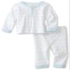 Absorba Baby-Boys Newborn Layette Loungewear Two Piece Pant Set, Blue/White, 0/3 view 1