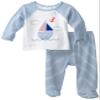 Absorba Baby-Boys Newborn Anchor's Away Nautical Two Piece Footed Pant Set, Blue Stripes, 3/6 view 1