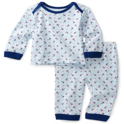 Absorba Baby-Boys Newborn Anchor's Away Layette Loungewear Two Piece Pant Set, Print Blue, 0/3