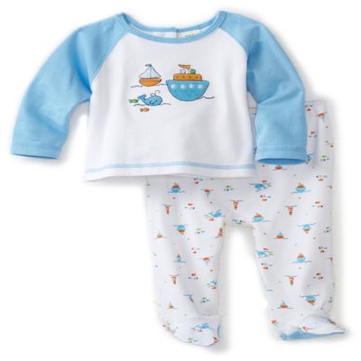 Absorba Baby-Boys Newborn Boating Two Piece Footed Pant Set, Printed, 3/6