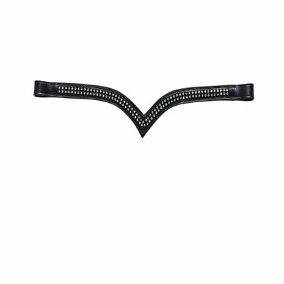Caldene V Shaped 2-Row Diamante Browband (Cob) (Black)