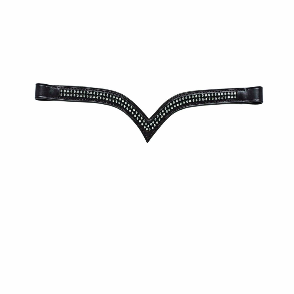 Caldene V Shaped 2-Row Diamante Browband (Cob) (Black)