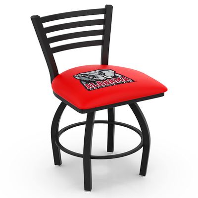Holland Bar Stool Co. L014-25" Black Wrinkle Alabama Swivel Bar Stool with Ladder Style Back