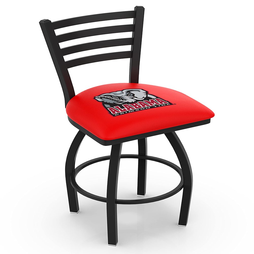 Holland Bar Stool Co. L014-25" Black Wrinkle Alabama Swivel Bar Stool with Ladder Style Back