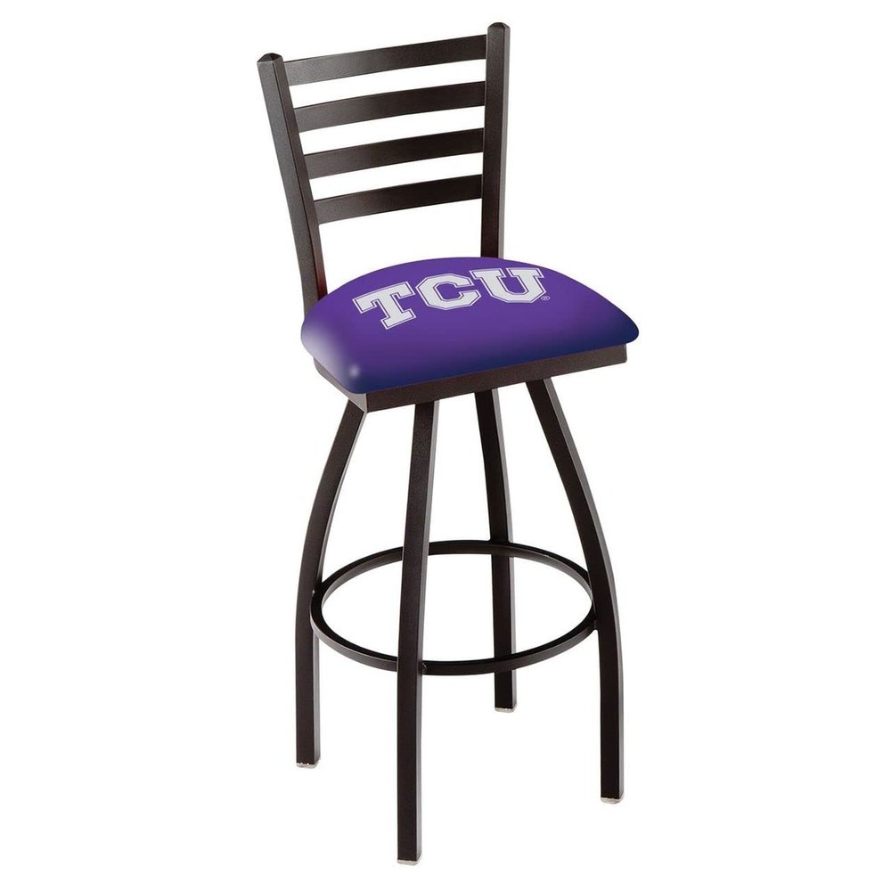 Holland Bar Stool Co. L014-25" Black Wrinkle TCU Swivel Bar Stool with Ladder Style Back