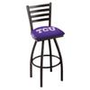 Holland Bar Stool Co. L014-25" Black Wrinkle TCU Swivel Bar Stool with Ladder Style Back view 1