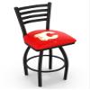Holland Bar Stool Co. L014-25" Black Wrinkle Calgary Flames Swivel Bar Stool with Ladder Style Back by The view 1