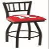 Holland Bar Stool Co. L018-25" Black Wrinkle Rutgers Swivel Bar Stool with Jailhouse Style Back view 1