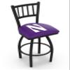 Holland Bar Stool Co. L018-25" Black Wrinkle Northwestern Swivel Bar Stool with Jailhouse Style Back by The view 1