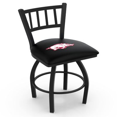 Holland Bar Stool Co. L018-25" Black Wrinkle Arkansas Swivel Bar Stool with Jailhouse Style Back