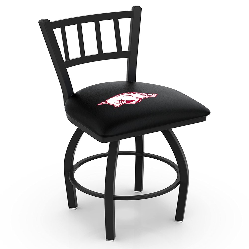 Holland Bar Stool Co. L018-25" Black Wrinkle Arkansas Swivel Bar Stool with Jailhouse Style Back