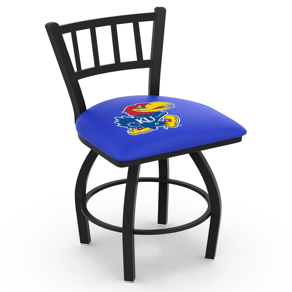 Holland Bar Stool Co. L018-25" Black Wrinkle Kansas Swivel Bar Stool with Jailhouse Style Back