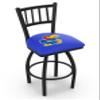Holland Bar Stool Co. L018-25" Black Wrinkle Kansas Swivel Bar Stool with Jailhouse Style Back view 1