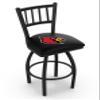 Holland Bar Stool Co. L018-25" Black Wrinkle Louisville Swivel Bar Stool with Jailhouse Style Back view 1