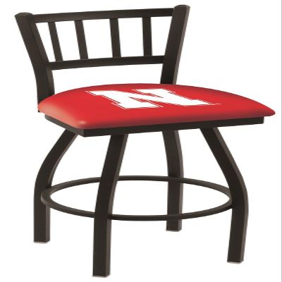 Holland Bar Stool Co. L018-25" Black Wrinkle Nebraska Swivel Bar Stool with Jailhouse Style Back