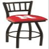 Holland Bar Stool Co. L018-25" Black Wrinkle Nebraska Swivel Bar Stool with Jailhouse Style Back view 1