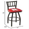 Holland Bar Stool Co. L018-25" Black Wrinkle Nebraska Swivel Bar Stool with Jailhouse Style Back view 2