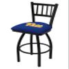Holland Bar Stool Co. L018-25" Black Wrinkle Pitt Swivel Bar Stool with Jailhouse Style Back view 1