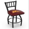 Holland Bar Stool Co. L018-25" Black Wrinkle Minnesota Swivel Bar Stool with Jailhouse Style Back view 1