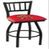 Holland Bar Stool Co. L018-25" Black Wrinkle Maryland Swivel Bar Stool with Jailhouse Style Back view 1