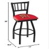 Holland Bar Stool Co. L018-25" Black Wrinkle Maryland Swivel Bar Stool with Jailhouse Style Back view 2