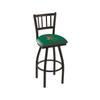 Holland Bar Stool Co. L018-25" Black Wrinkle Vermont Swivel Bar Stool with Jailhouse Style Back view 1