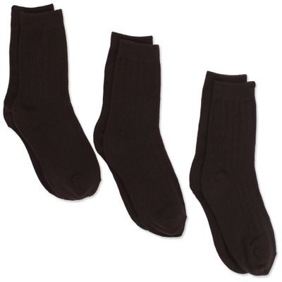 Jefferies Socks Boys 2-7 Rib Crew 3 Pair Pack, Chocolate, X-Small