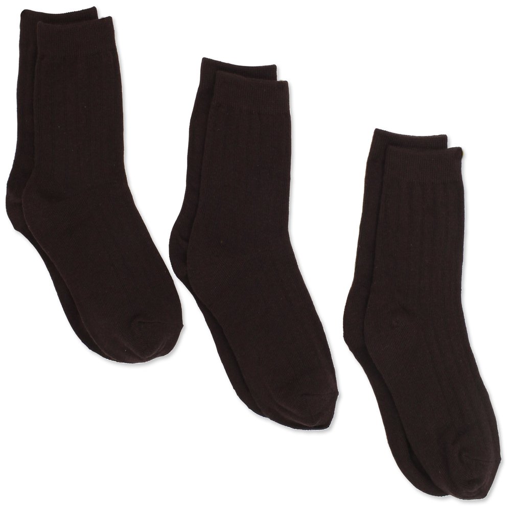 Jefferies Socks Boys 2-7 Rib Crew 3 Pair Pack, Chocolate, X-Small